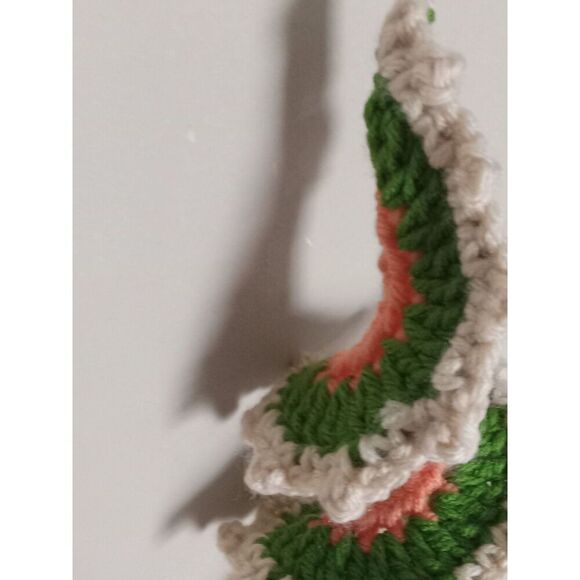 Handmade Colorful Green Cream & Coral Acrylic Crochet Spiral Wind Spinner Decor - Picture 6 of 8